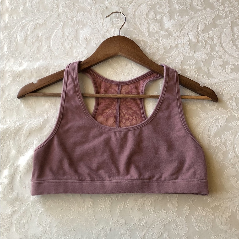 PINK Victoria’s Secret Dusty Rose/ Mauve Crop Lace Back Bralette Large